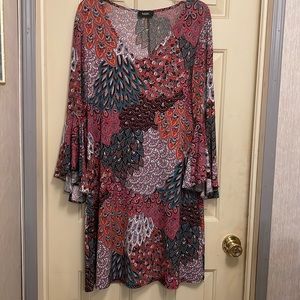 Fun dress for women! MSK Size M. Multi colored. Flared sleeves